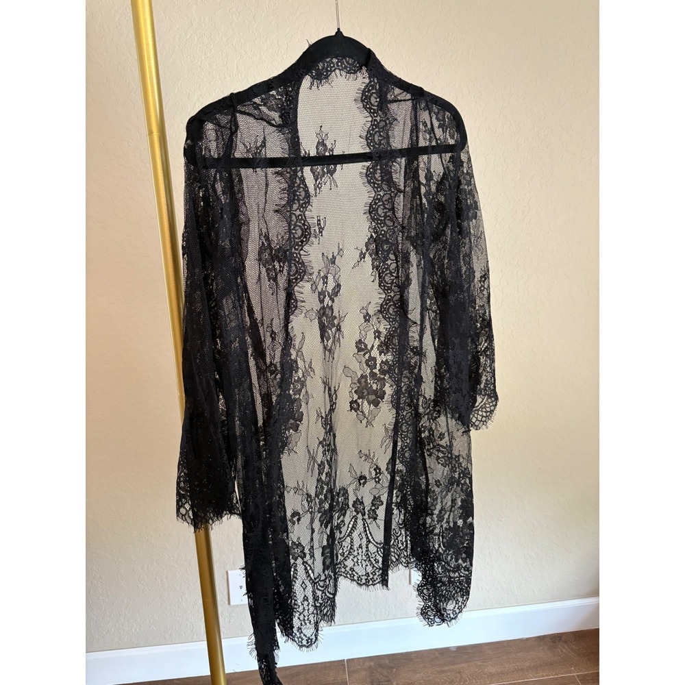 Black Floral Lace Kimono Sheer XS-S Dark Romanic Indie Whimsigoth Goth - Picture 1 of 4